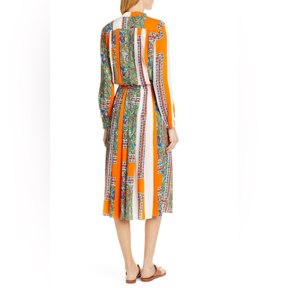 New $598 Tory Burch Long Sleeve Print Midi Dress - Picture 6 of 8